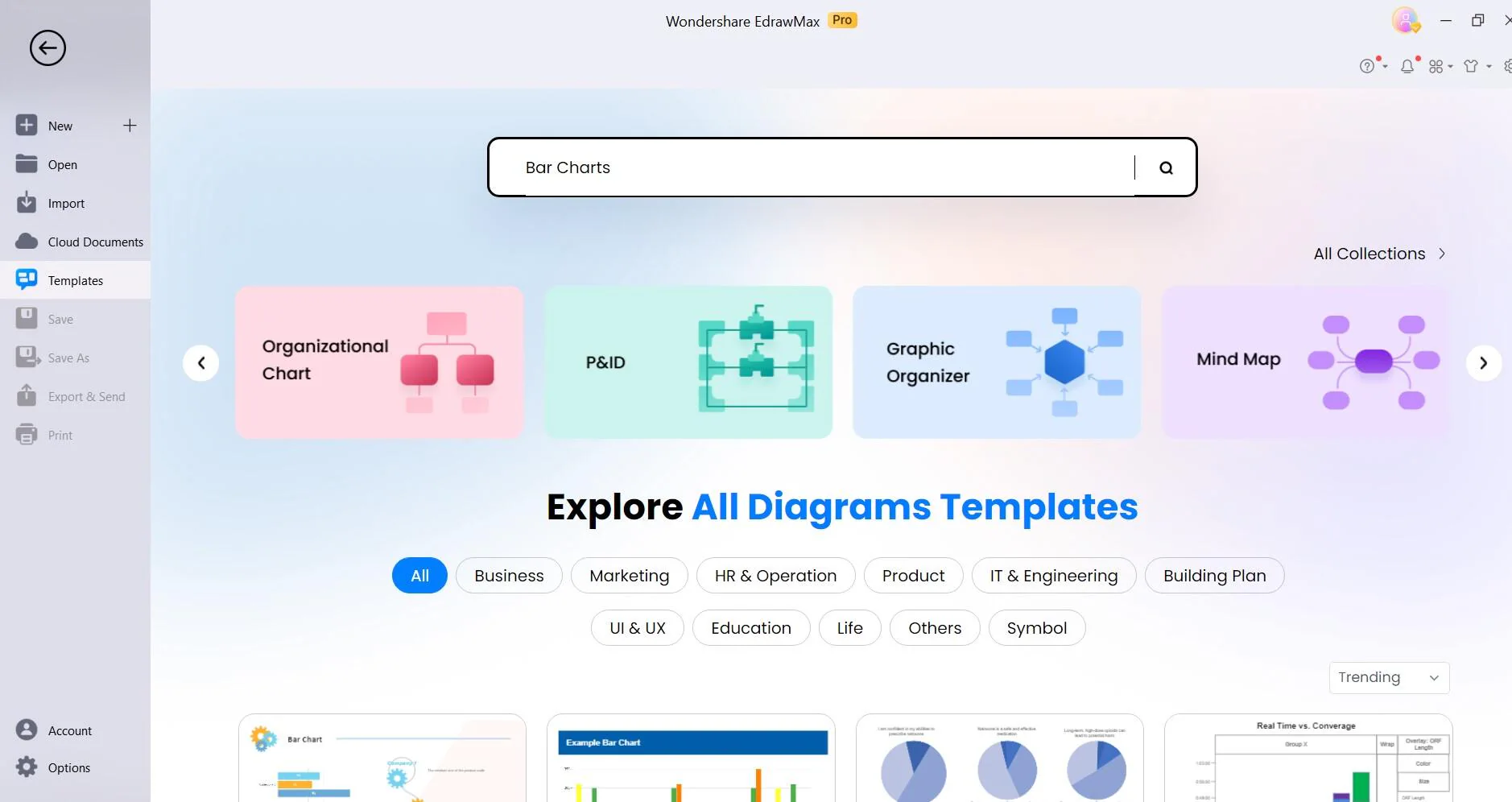 interfaz de usuario de wondershare edrawmax