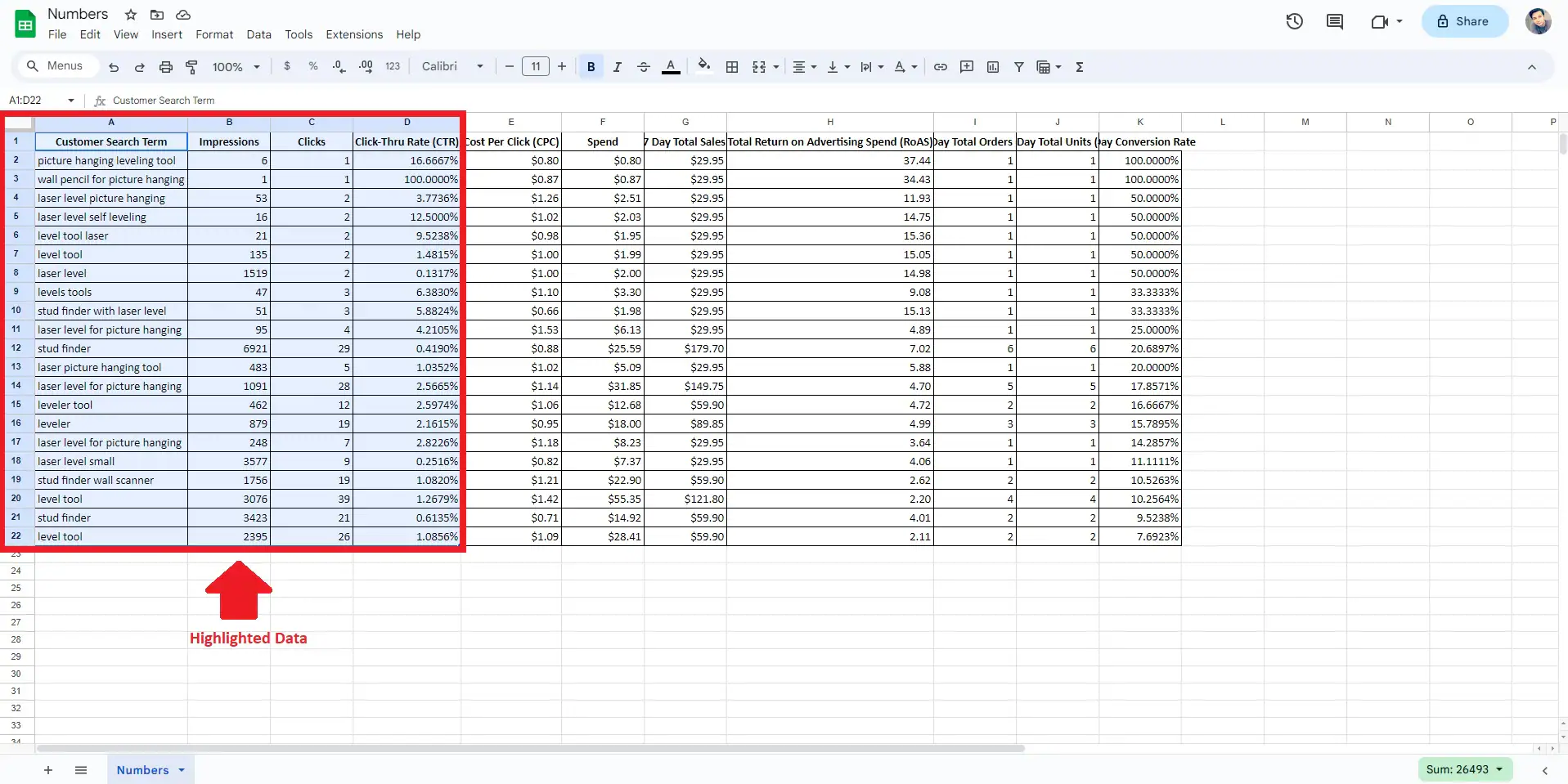 resaltar datos en google sheets