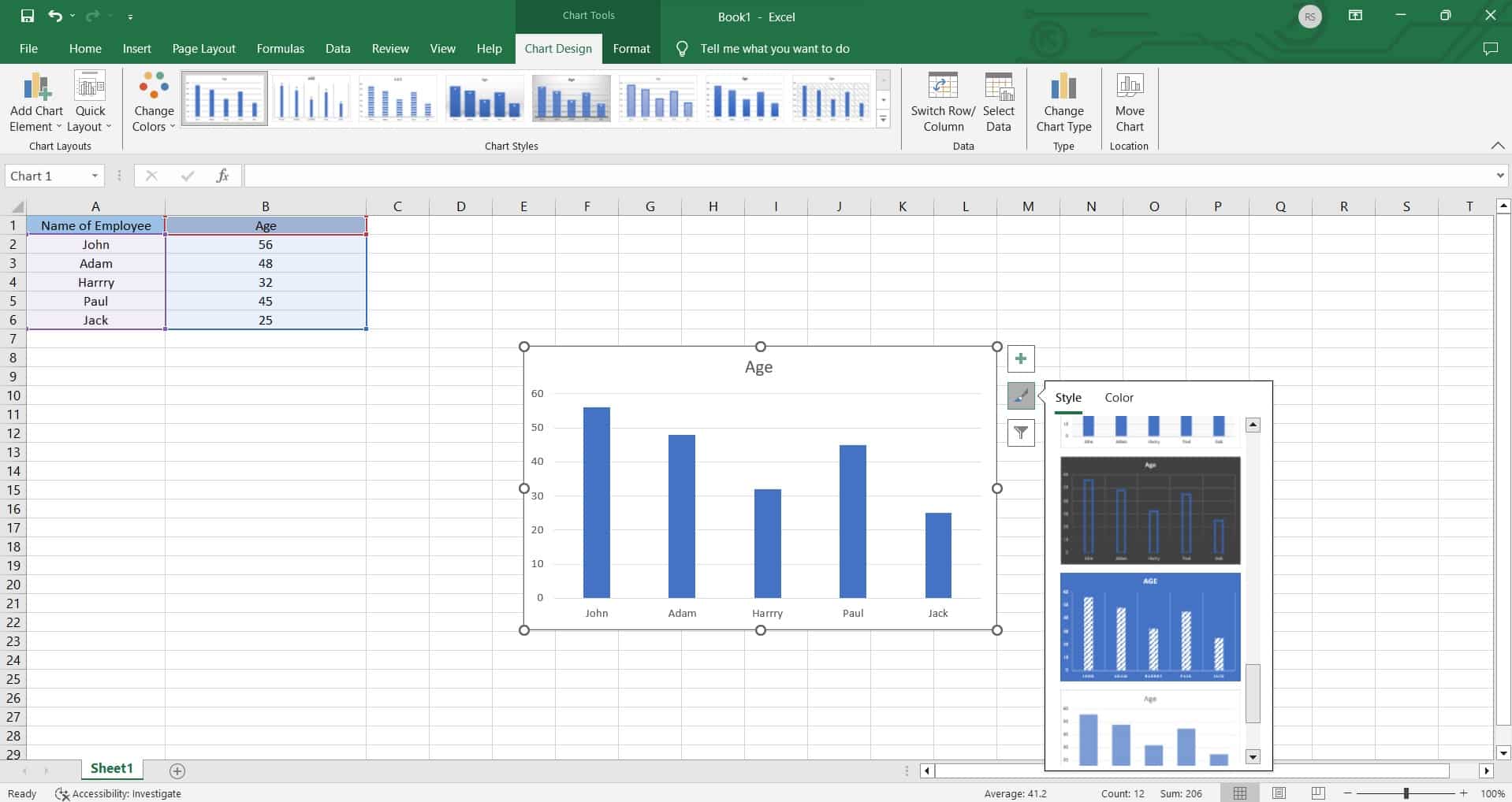 edit bar graph in excel