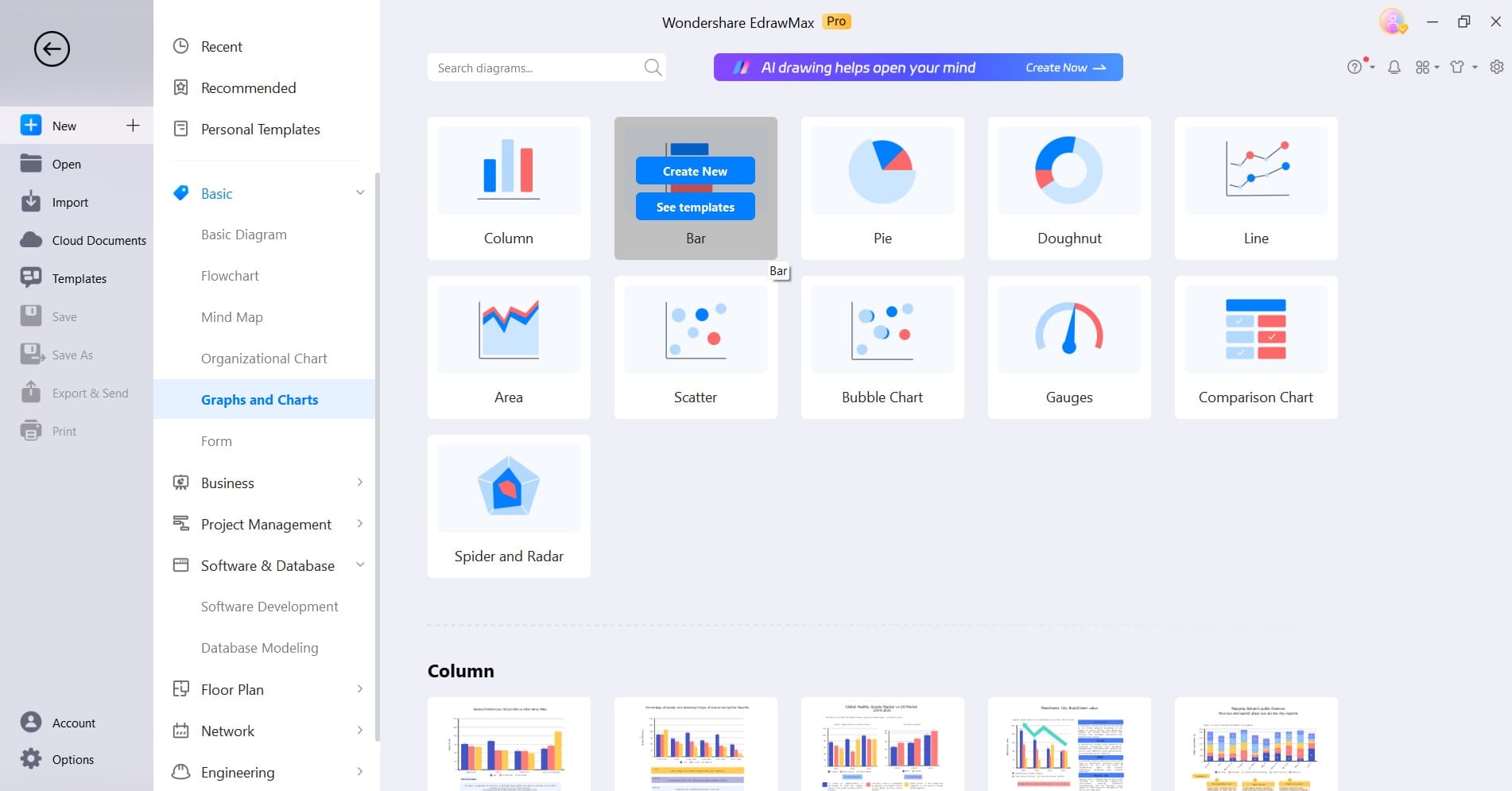 interface de usuário do Wondershare edrawmax