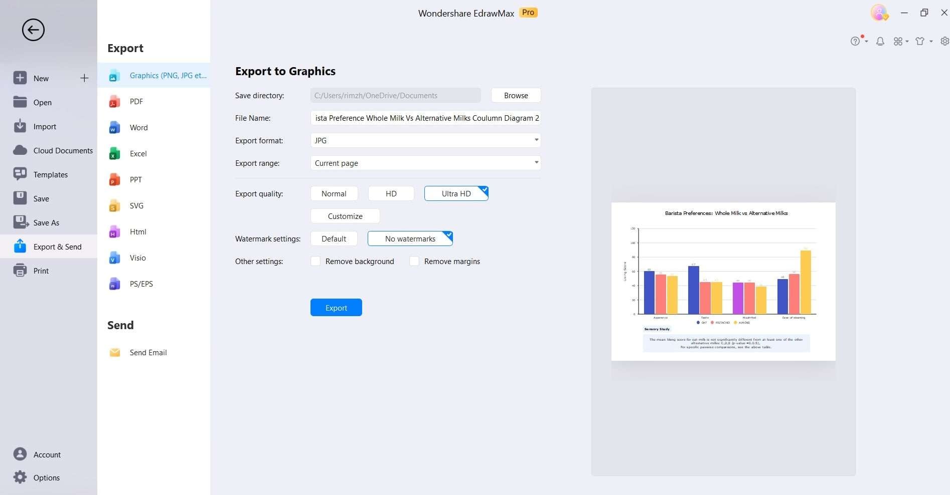 exportations et échanges de diagrammes à barres edrawmax