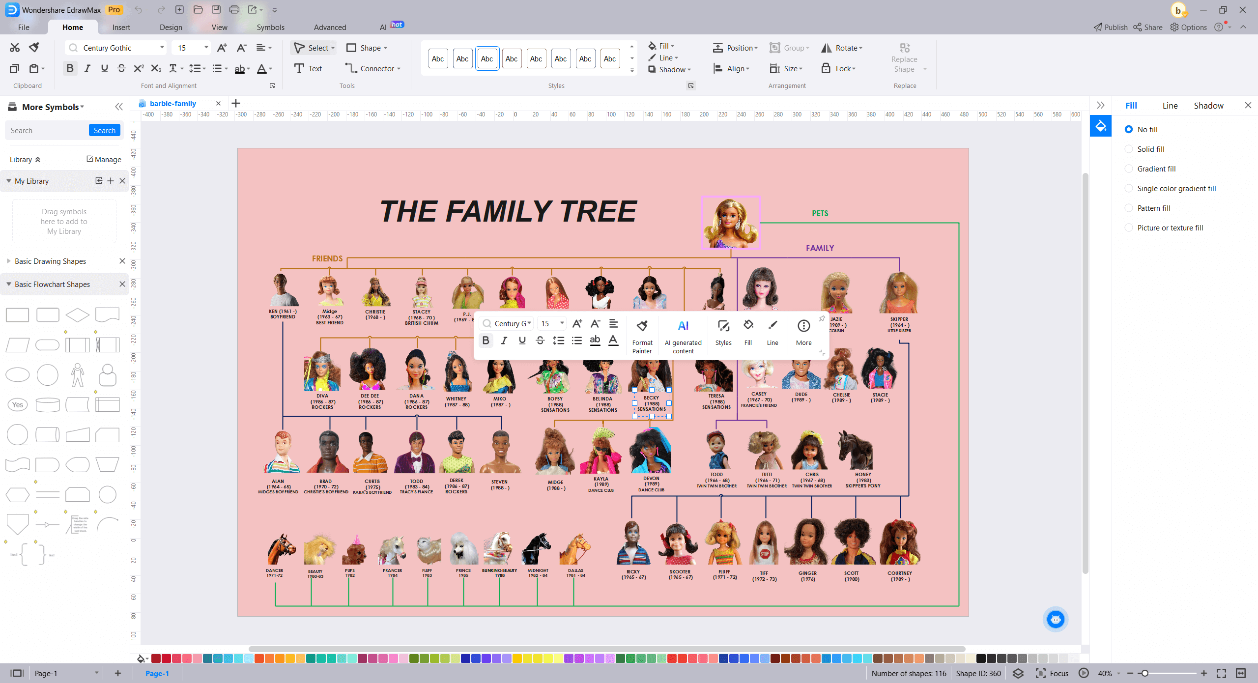 edrawmax for barbie family tree