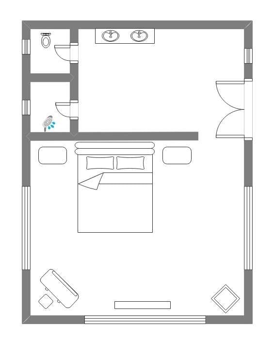 floorplan of one bedroom suite