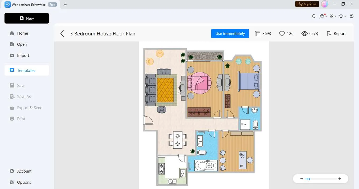 drawMax bedroom drawing: EdrawMax-bedroom-floor-plan