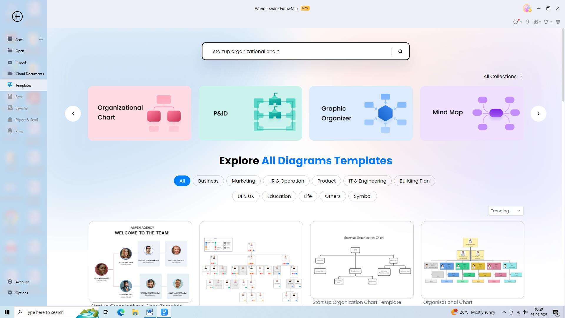 template selection in edrawmax