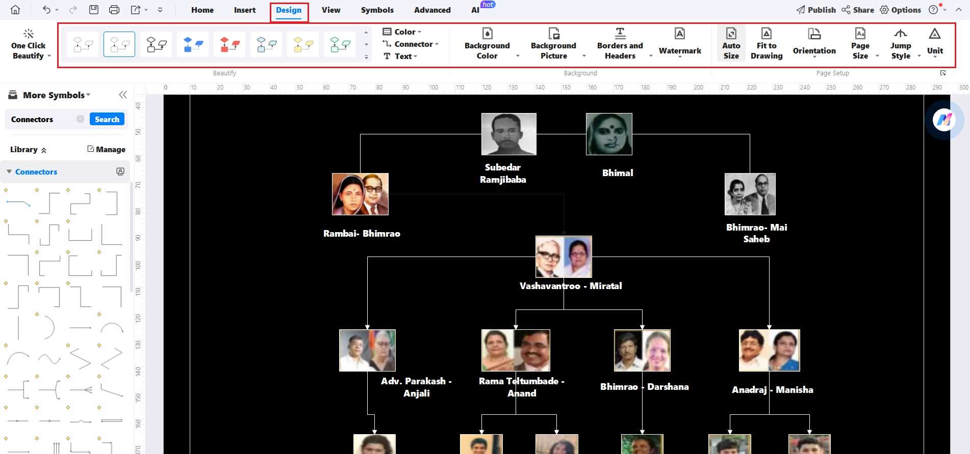 Updating design for family tree template