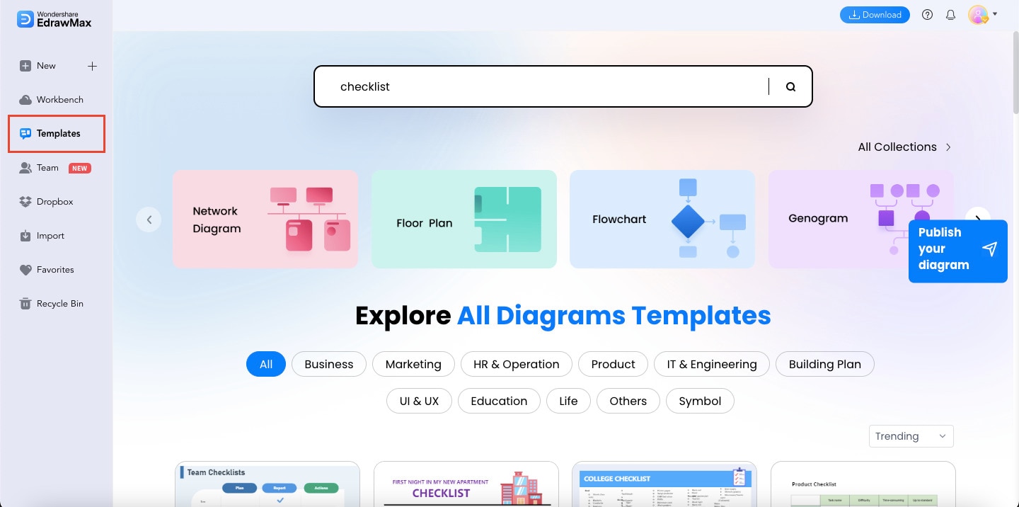 checklist templates in edrawmax