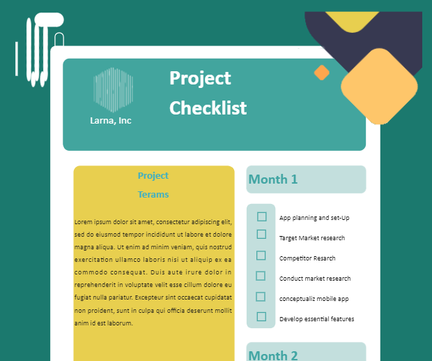 project checklist with description and boxes