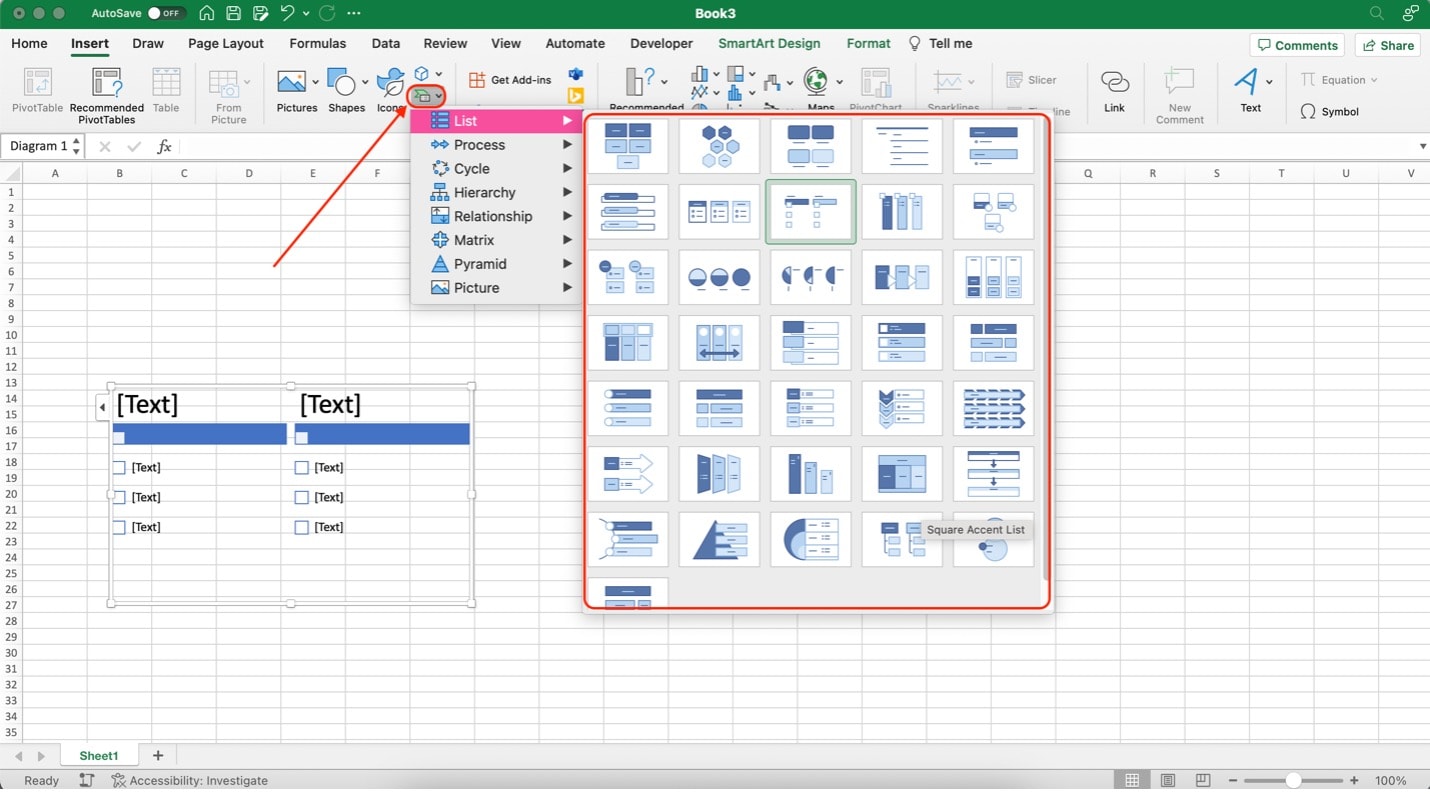 lista de verificação no excel