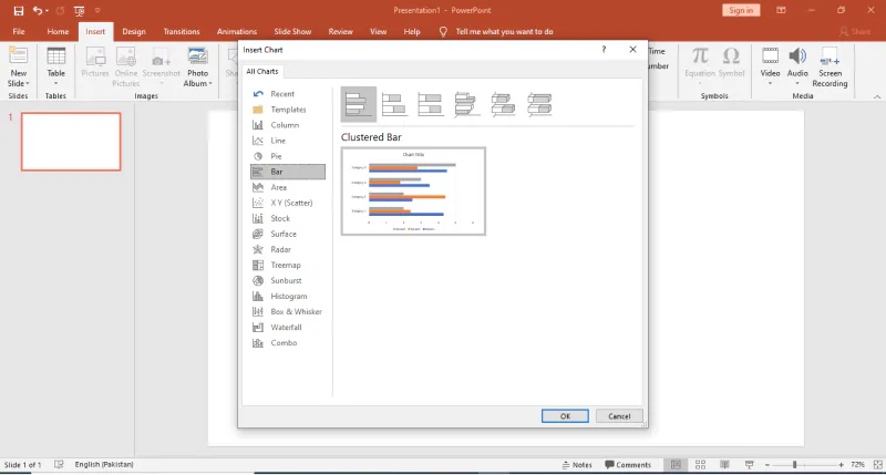 create a clustered bar chart in powerpoint