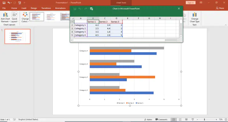 coloca valores en el gráfico de powerpoint