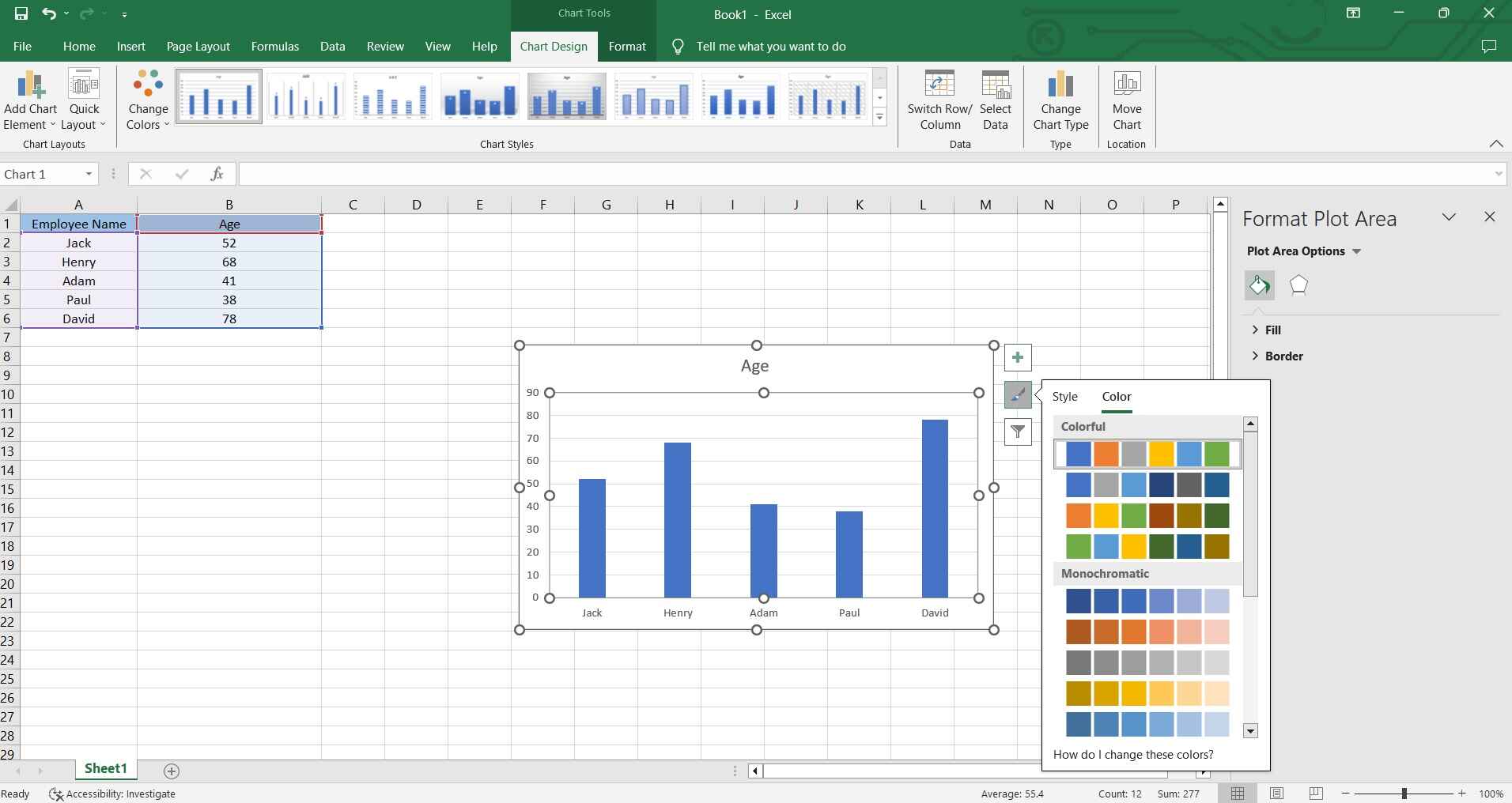 Säulendiagramm in Excel bearbeiten