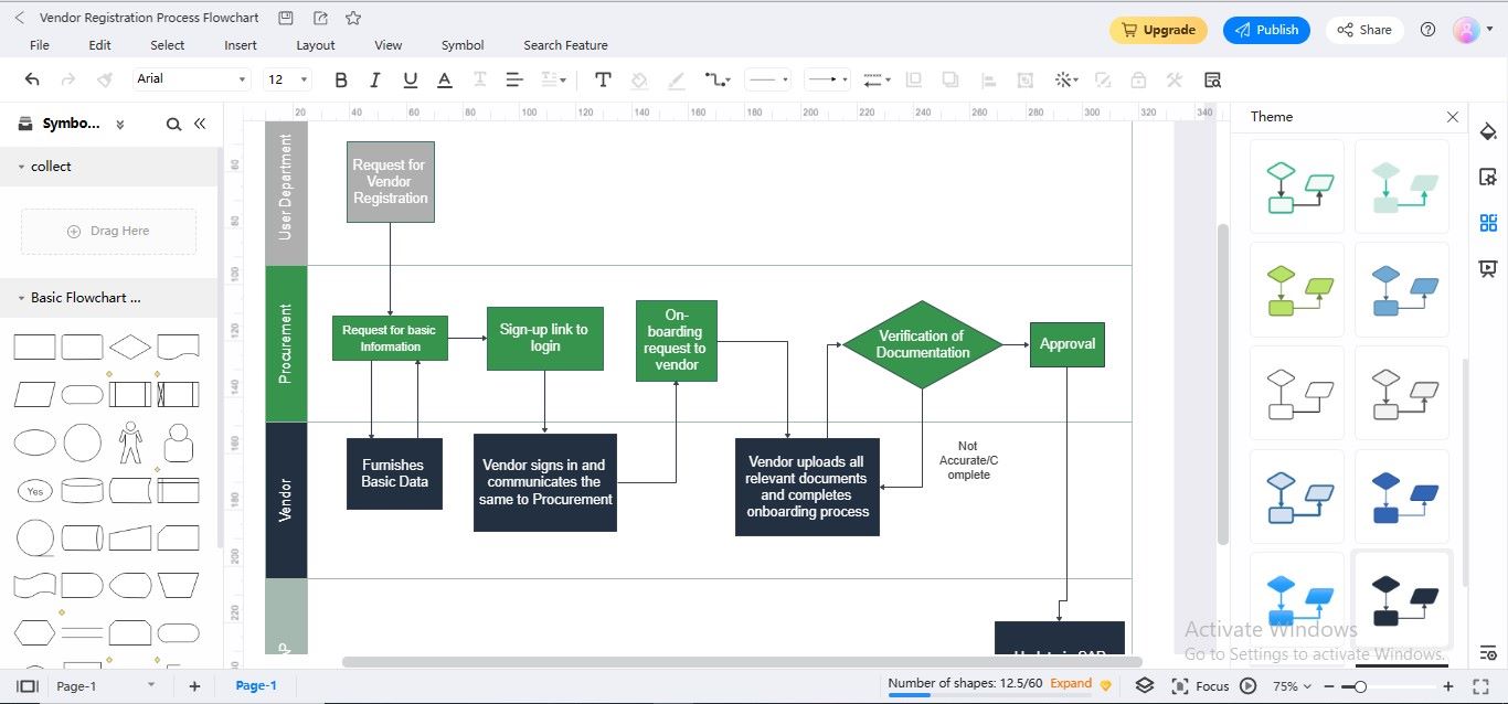 personalizzazione del tema edrawmax diagramma di flusso