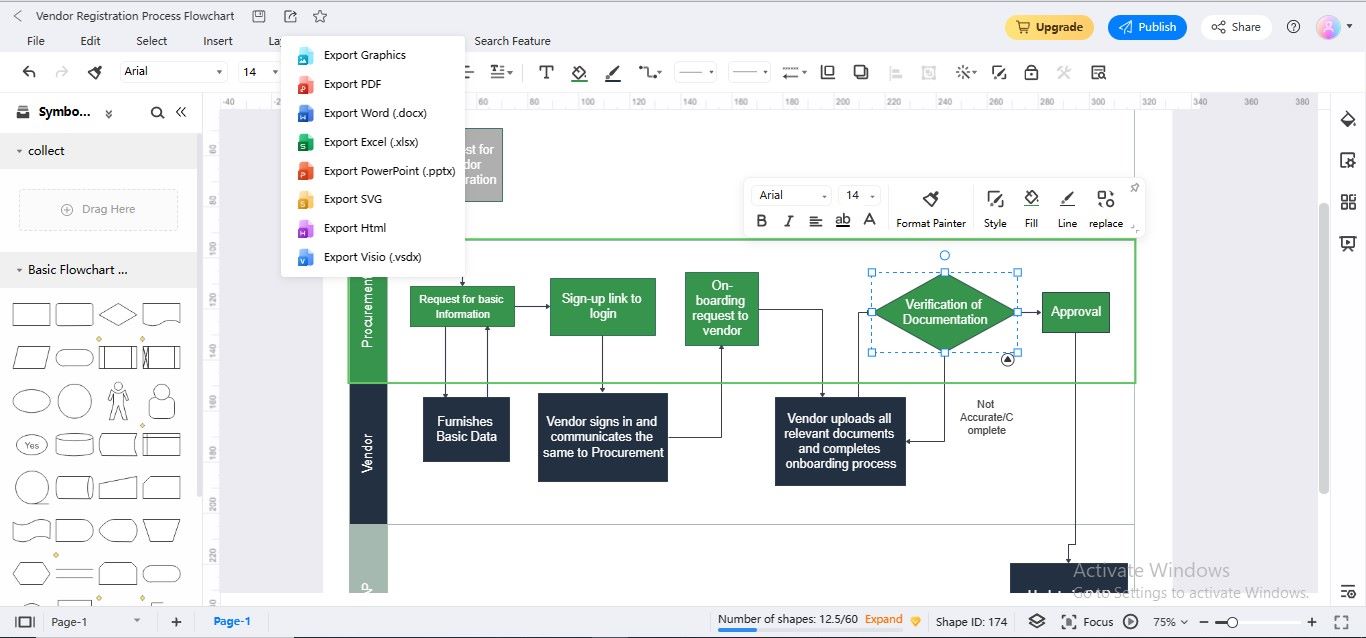 esportazione del diagramma di flusso edrawmax