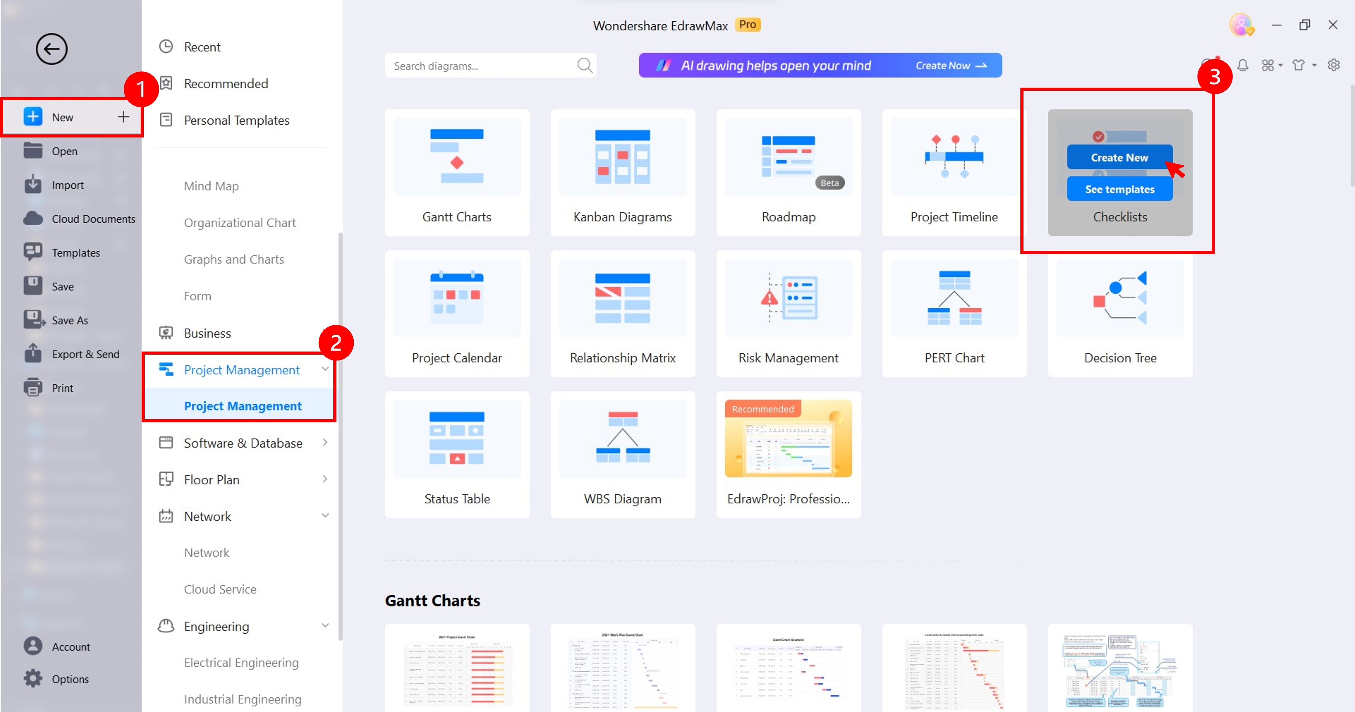 create new checklists on edrawmax