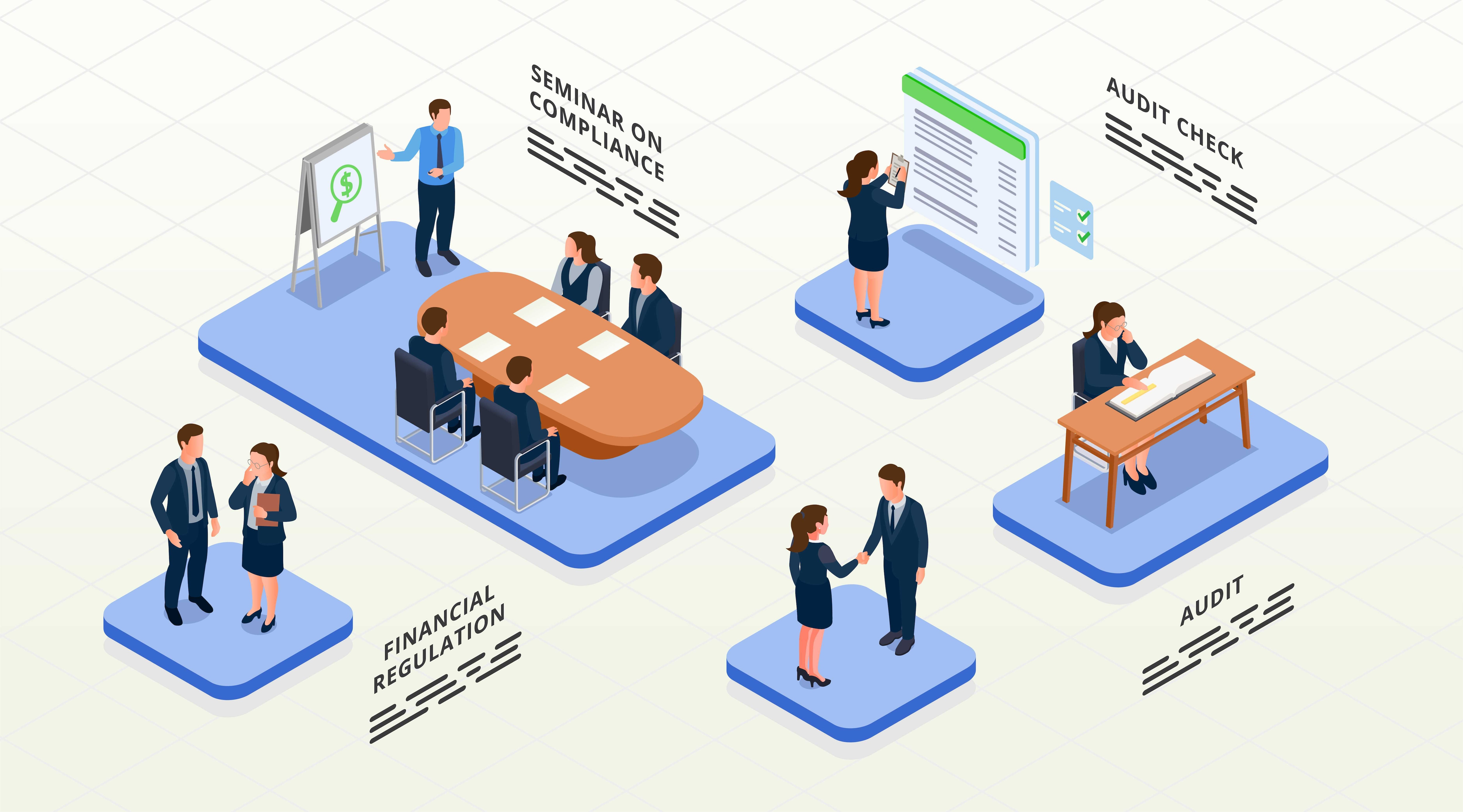 isometric concept of financial compliance audit