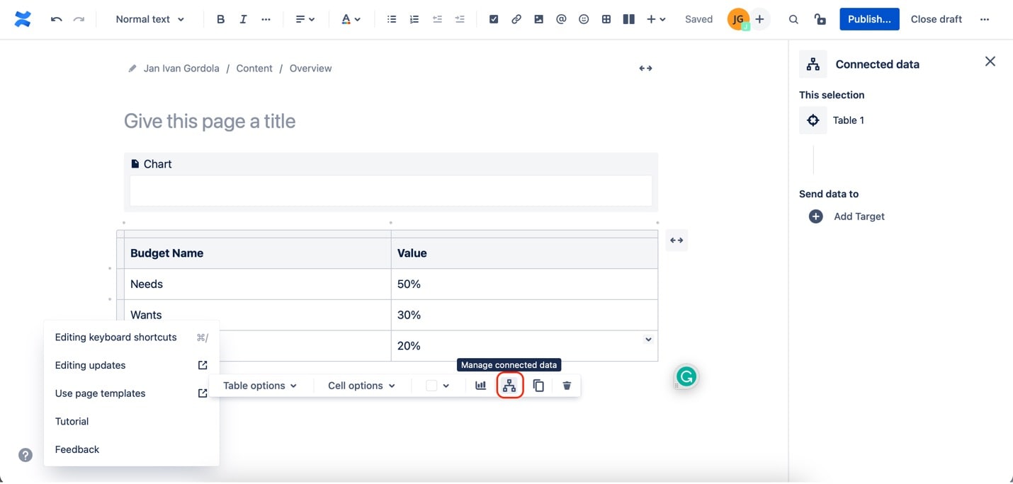 confluence table connect data feature