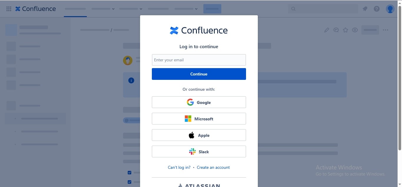 sign in to confluence