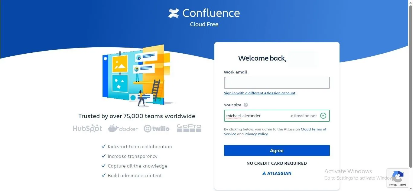 confluence site creation process