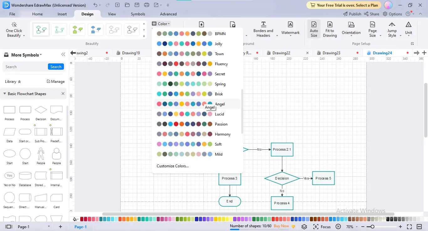 personalización del diagrama de flujo en edrawmax