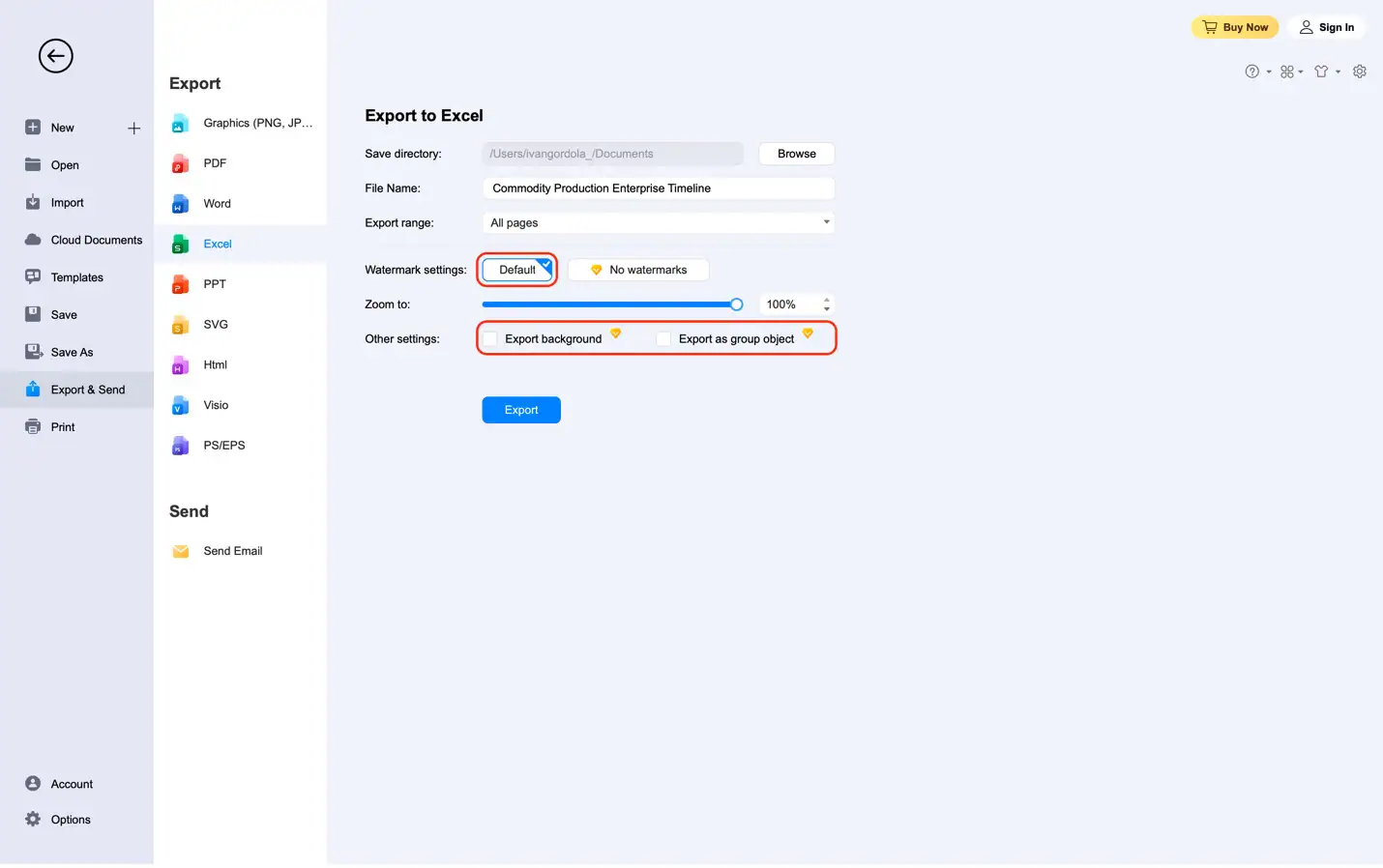 edrawmax export page