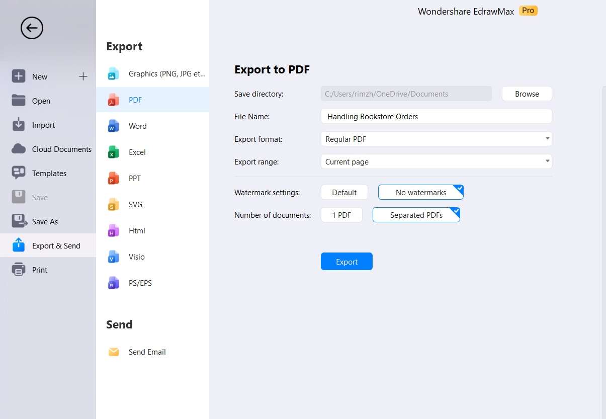 Wondershare EdrawMax exportieren nach PDF