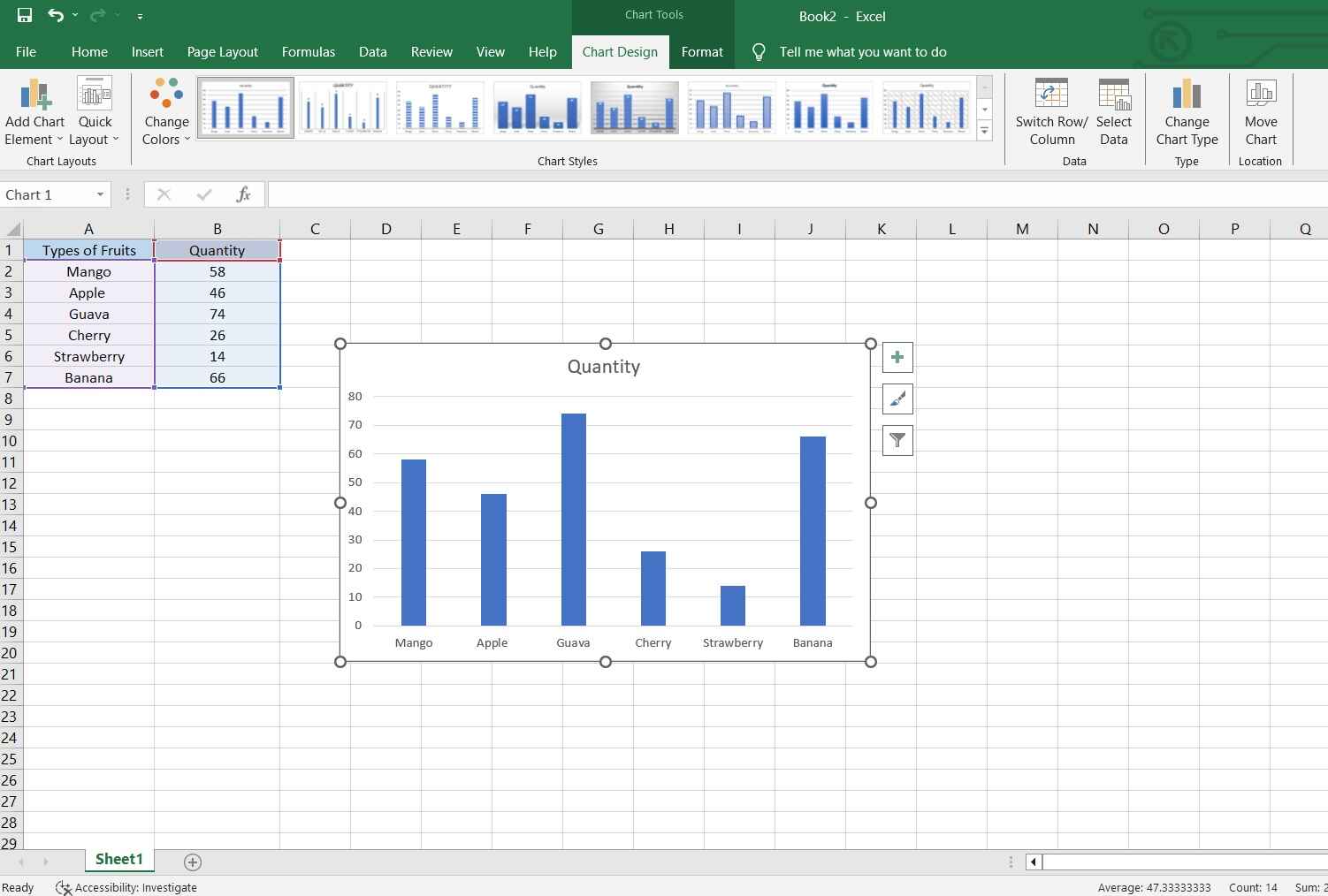 example of a column chart in excel
