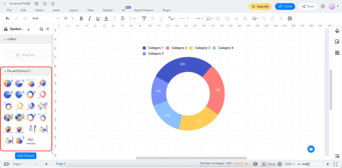 plantillas de gráficos circulares y gráficos de anillos en edrawmax en línea