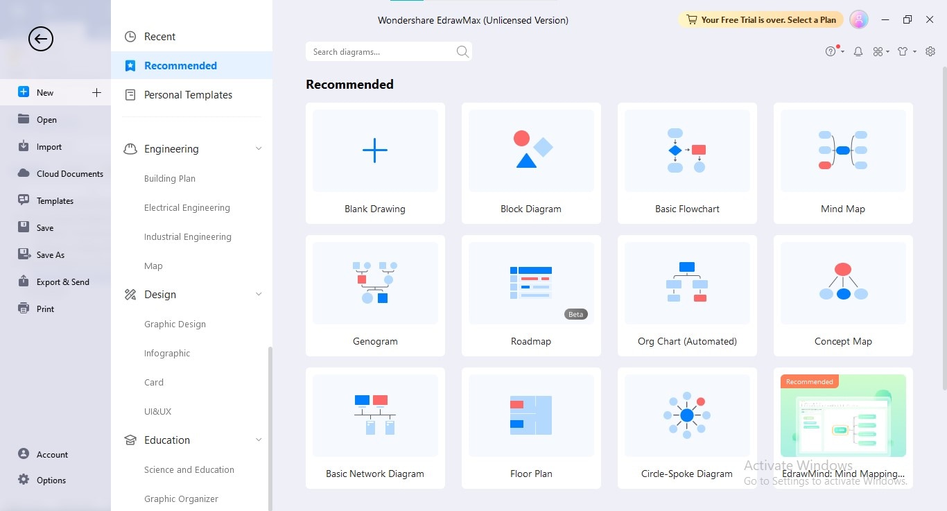 nuovo diagramma edrawmax