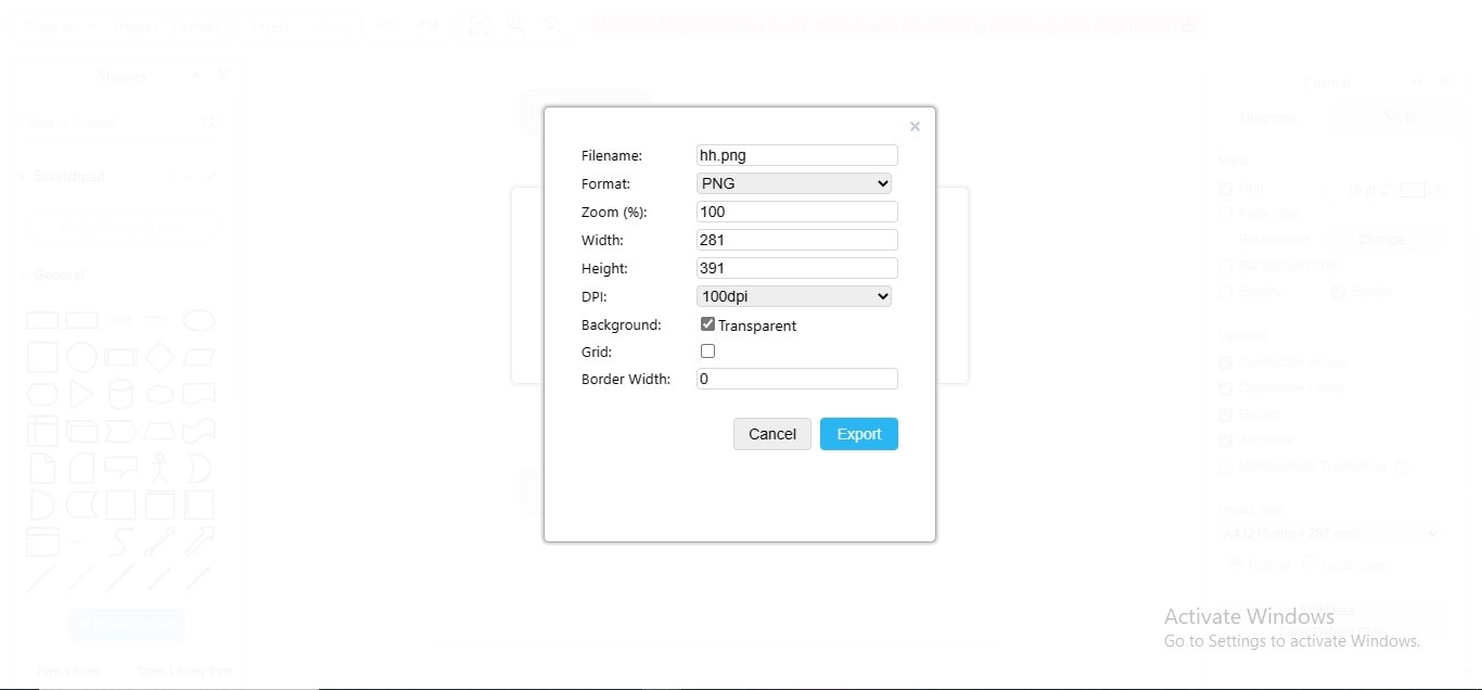 drawio setting diagram background transparent