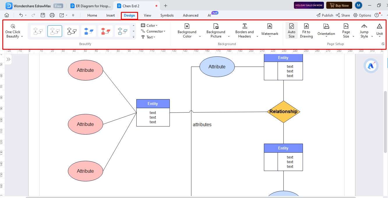 method 2 step 5 of creating er diagrams: change color and theme