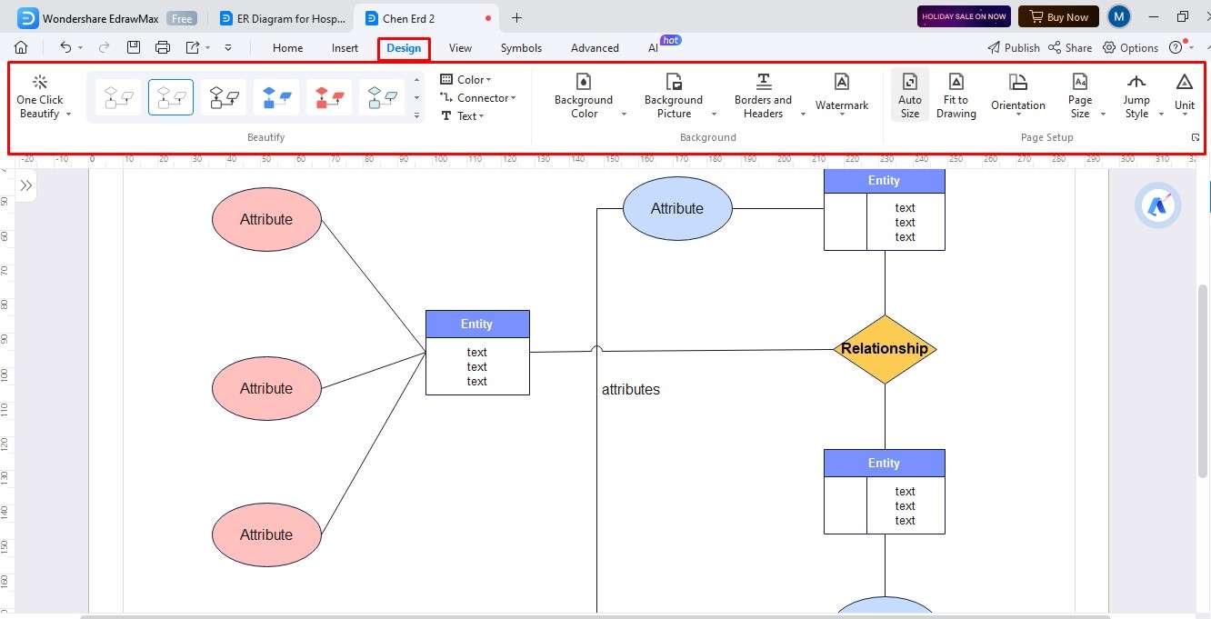 método 2 paso 5 de la creación de diagramas er: cambiar el color y el tema