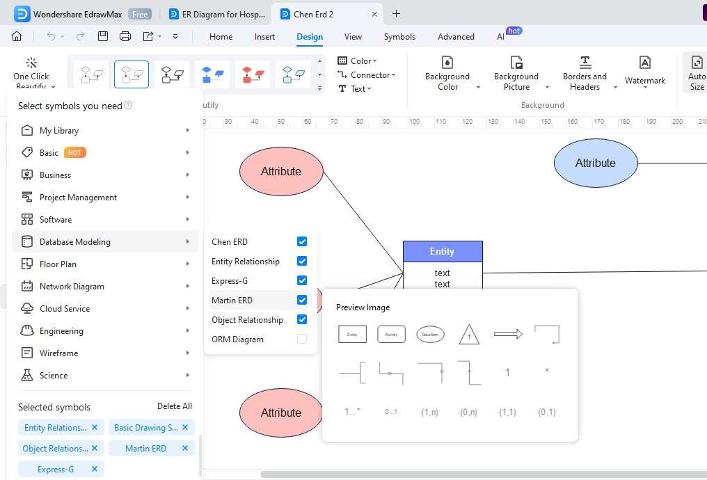 símbolos de un diagrama ER en EdrawMax 2