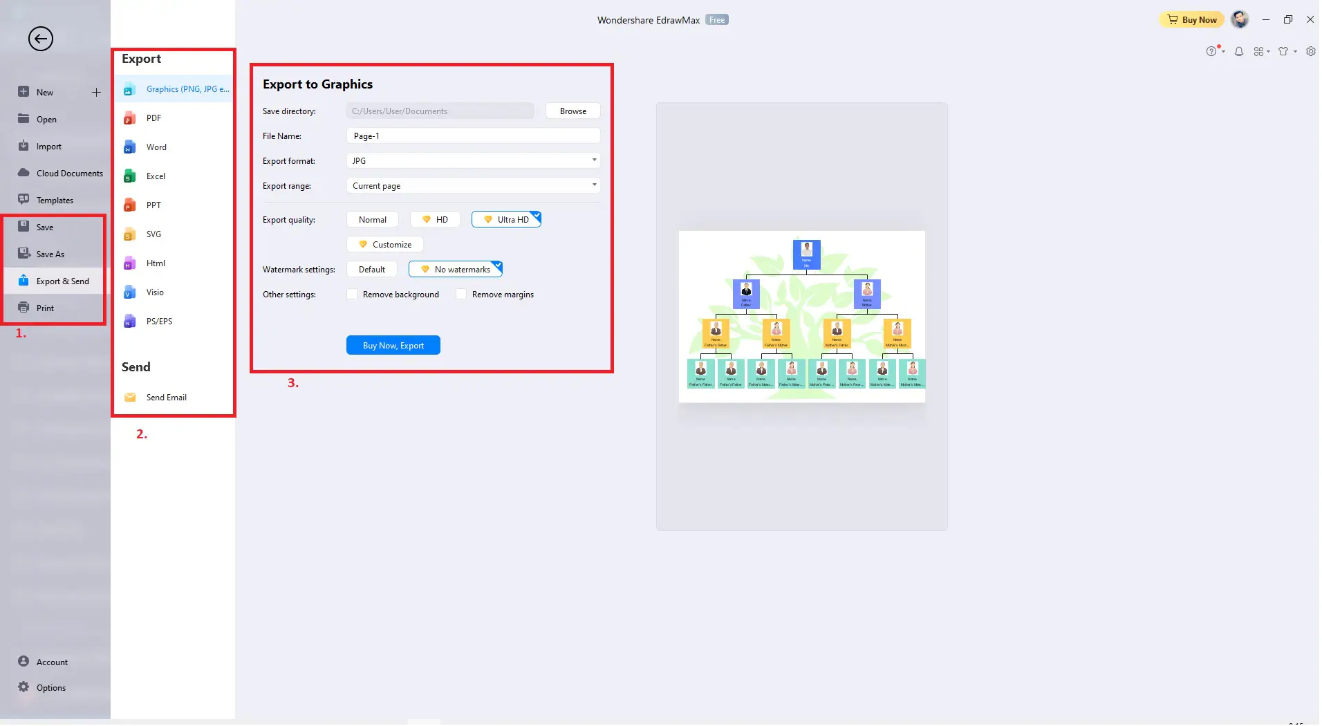 save share and export family tree