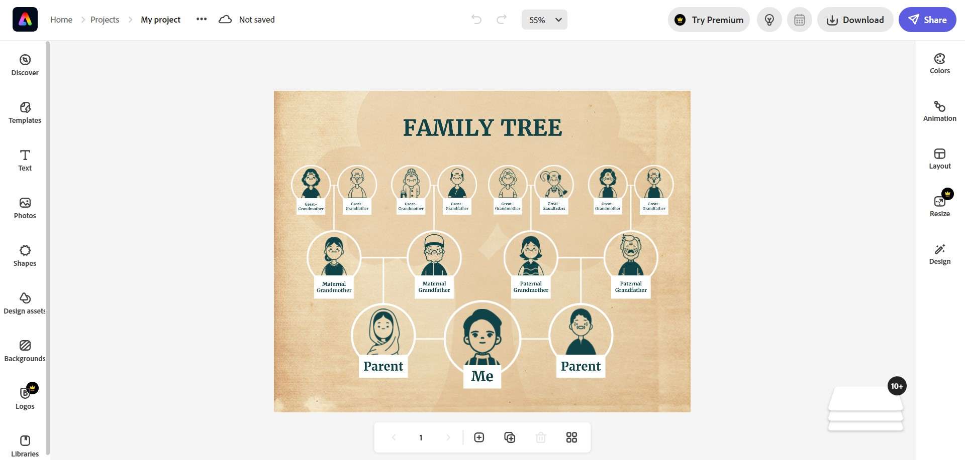 adobe express online family tree