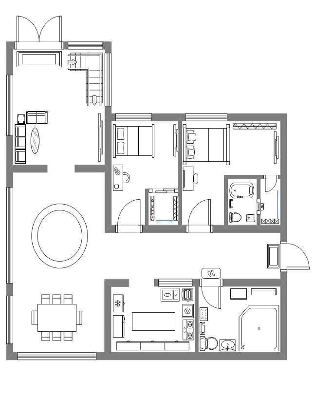 typical college flat layout