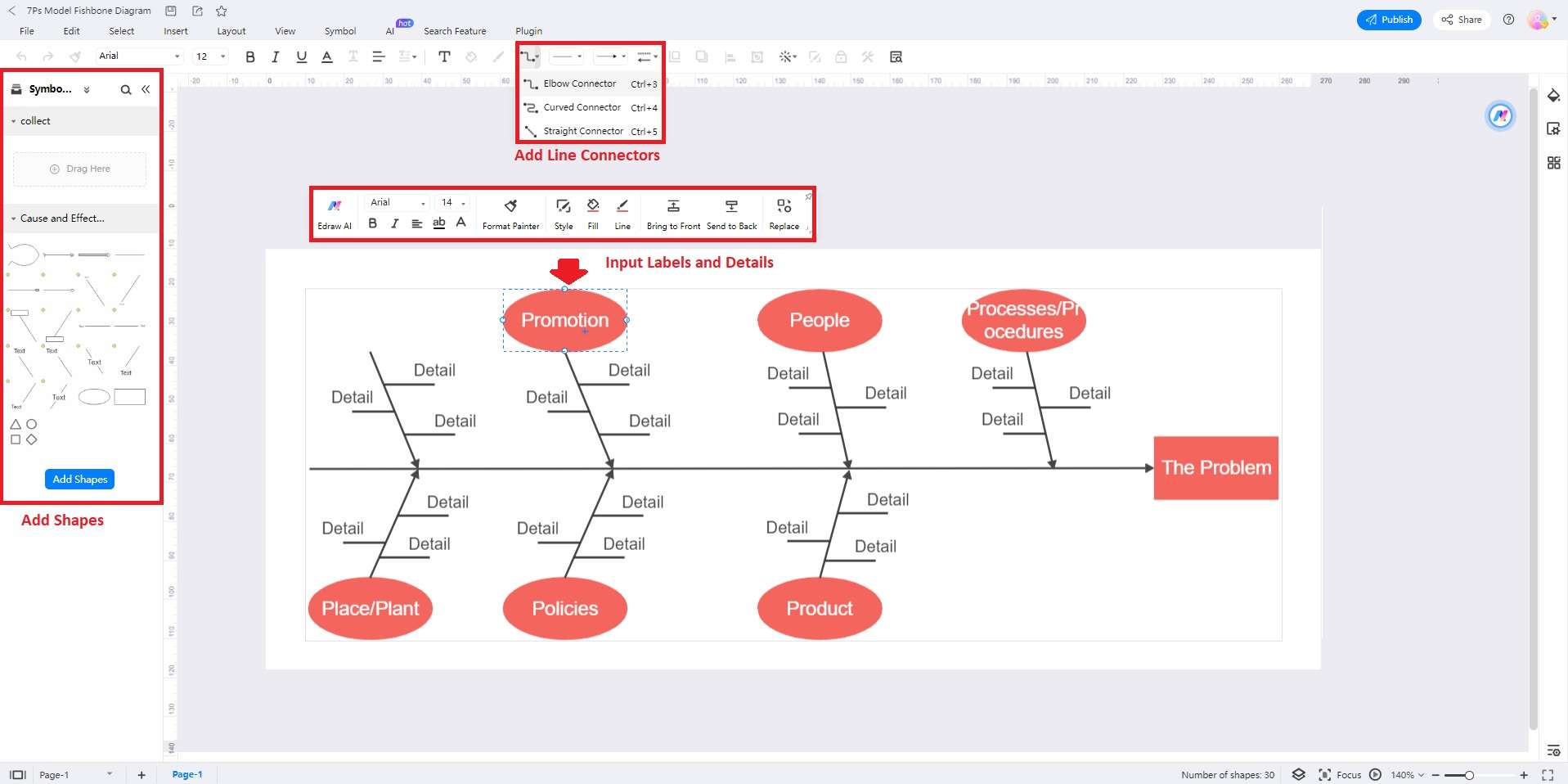 adding labels and details on diagram