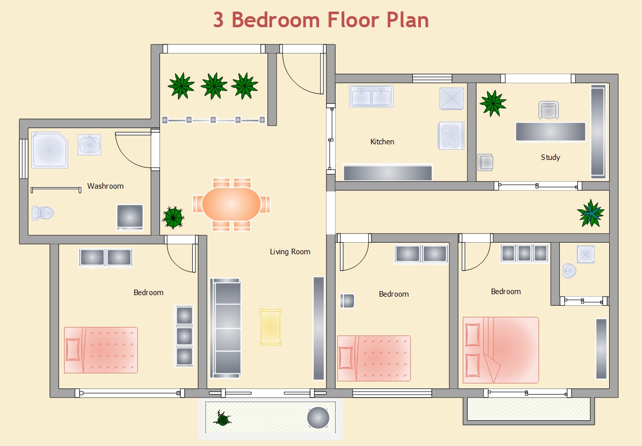 Three-Bedroom Floor Plan