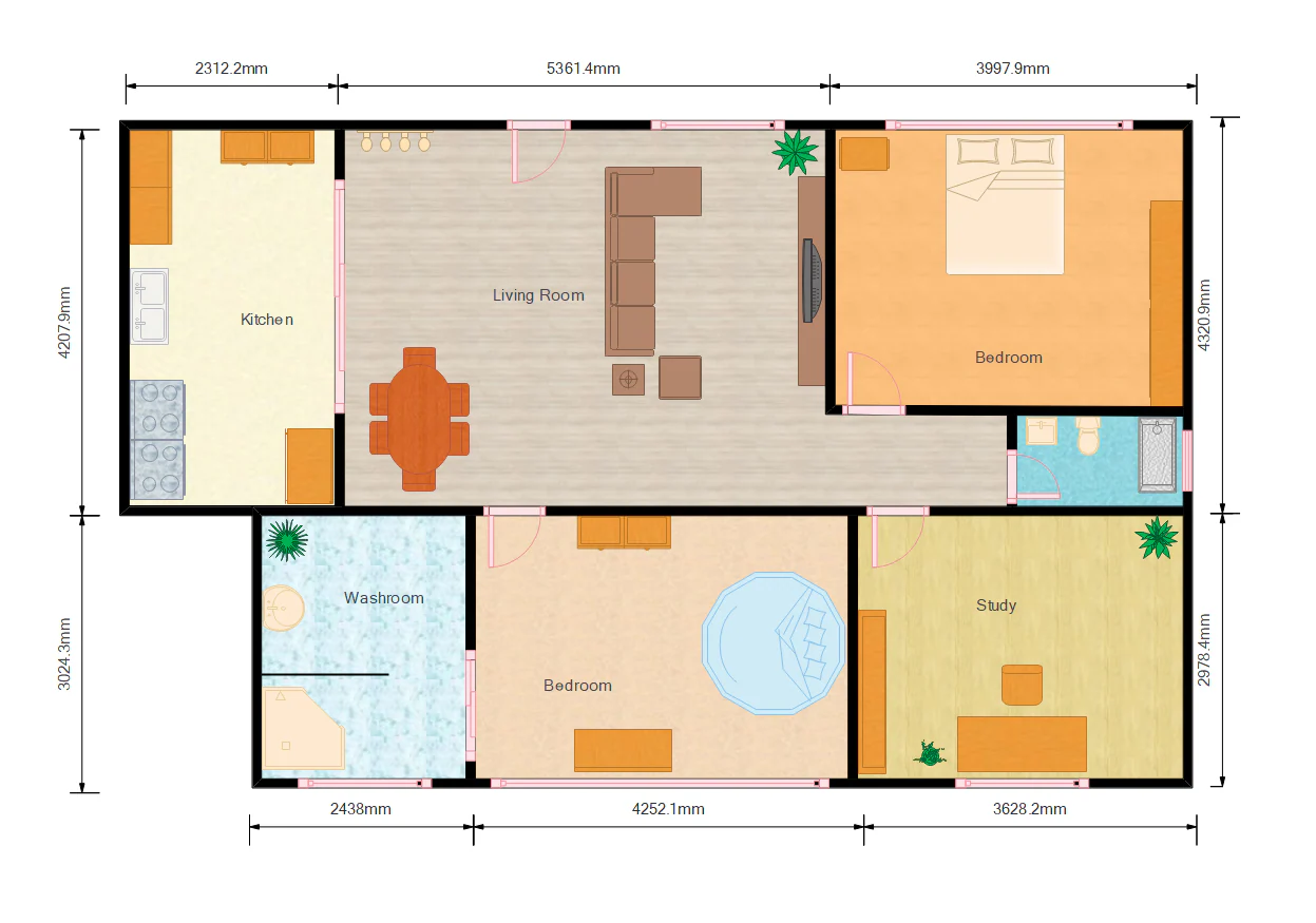 Plano de planta a color