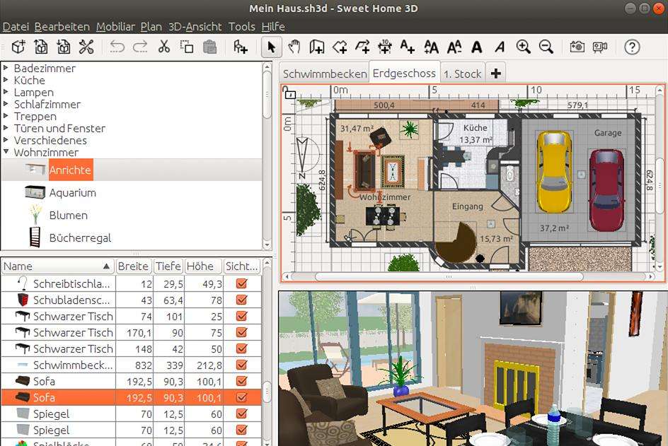 plan floor layouts with Sweet Home 3D
