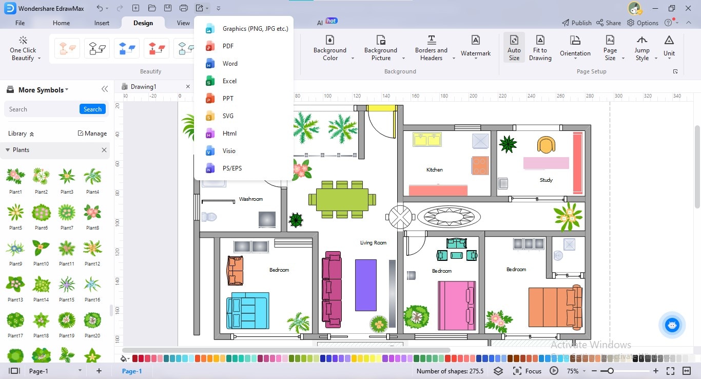 edrawmax floor plan export