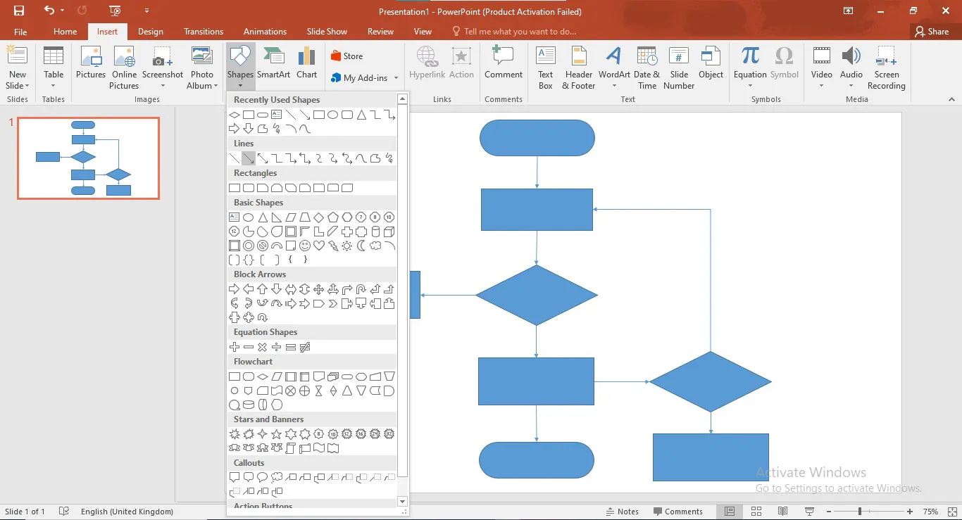 aggiunta di connettori del diagramma di flusso powerpoint