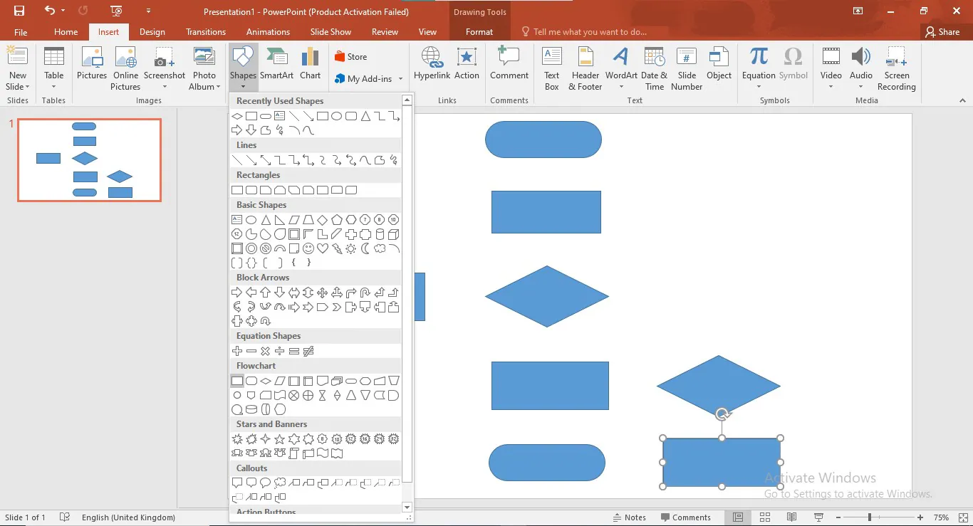 ms powerpoint dibujo diagrama de flujo formas