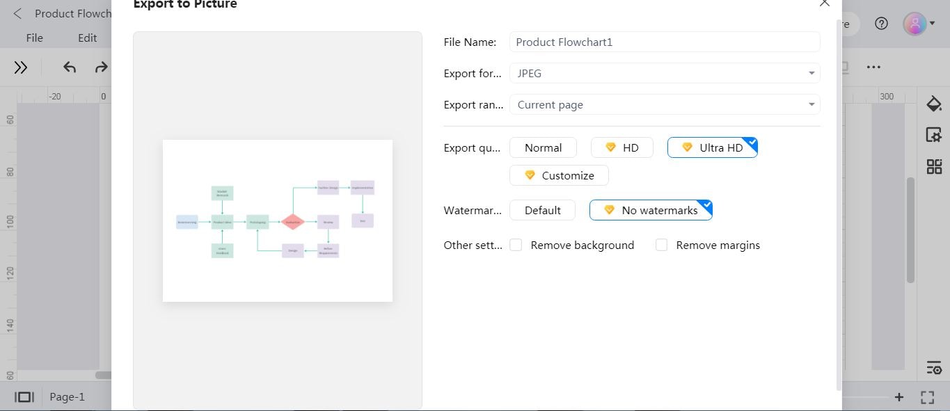 exportar fluxograma edrawmax para gráficos