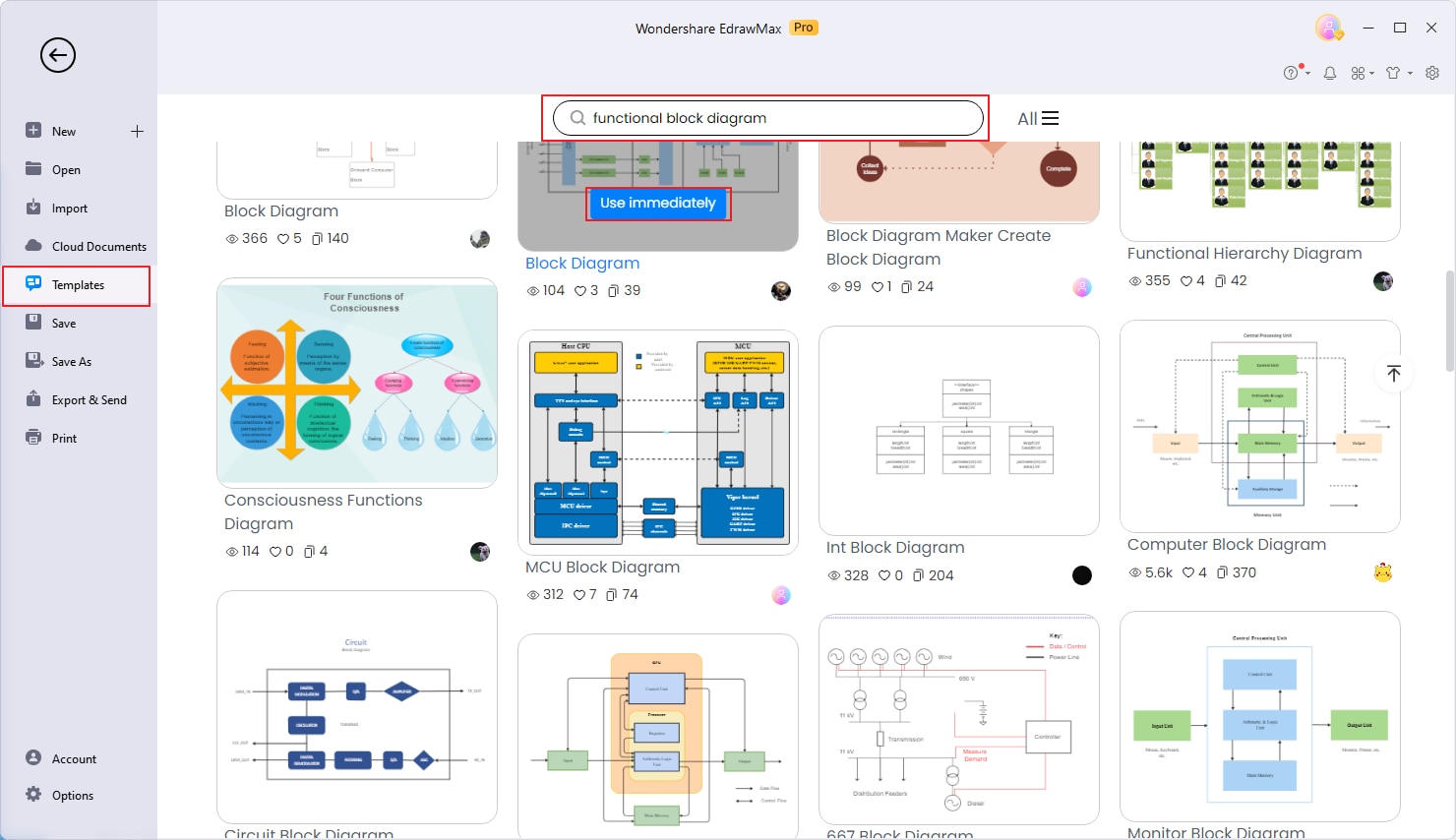 select a functional diagram template