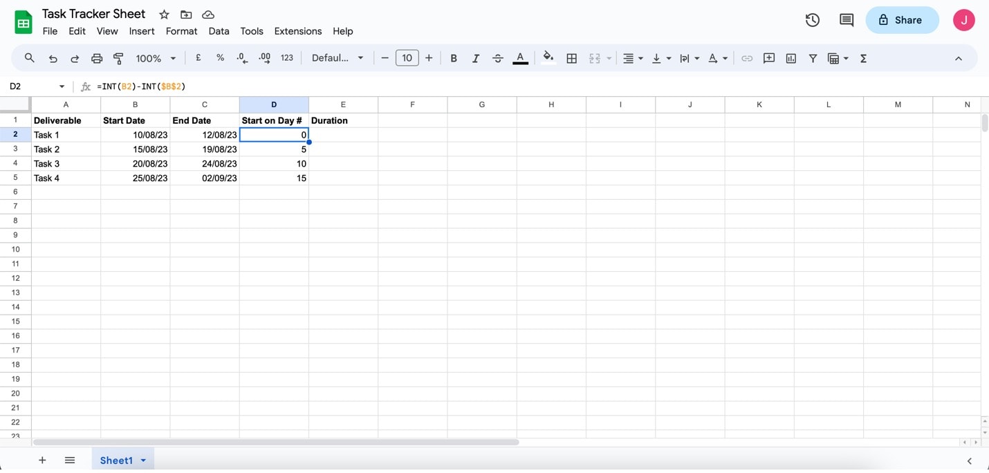 google sheets formula