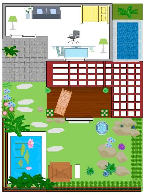 garden floor plan with patio
