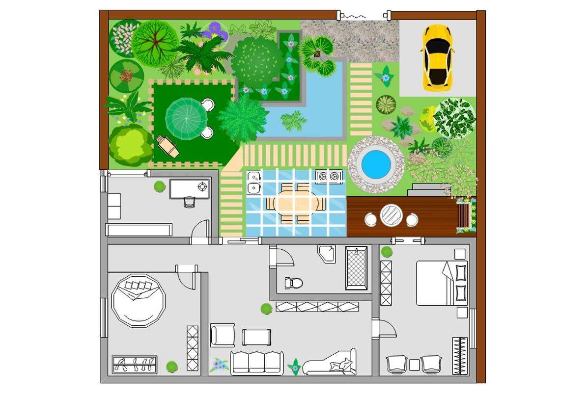 landscaping floor plan with parking space