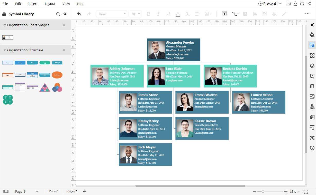 example of googledocs organizational chart with drawings