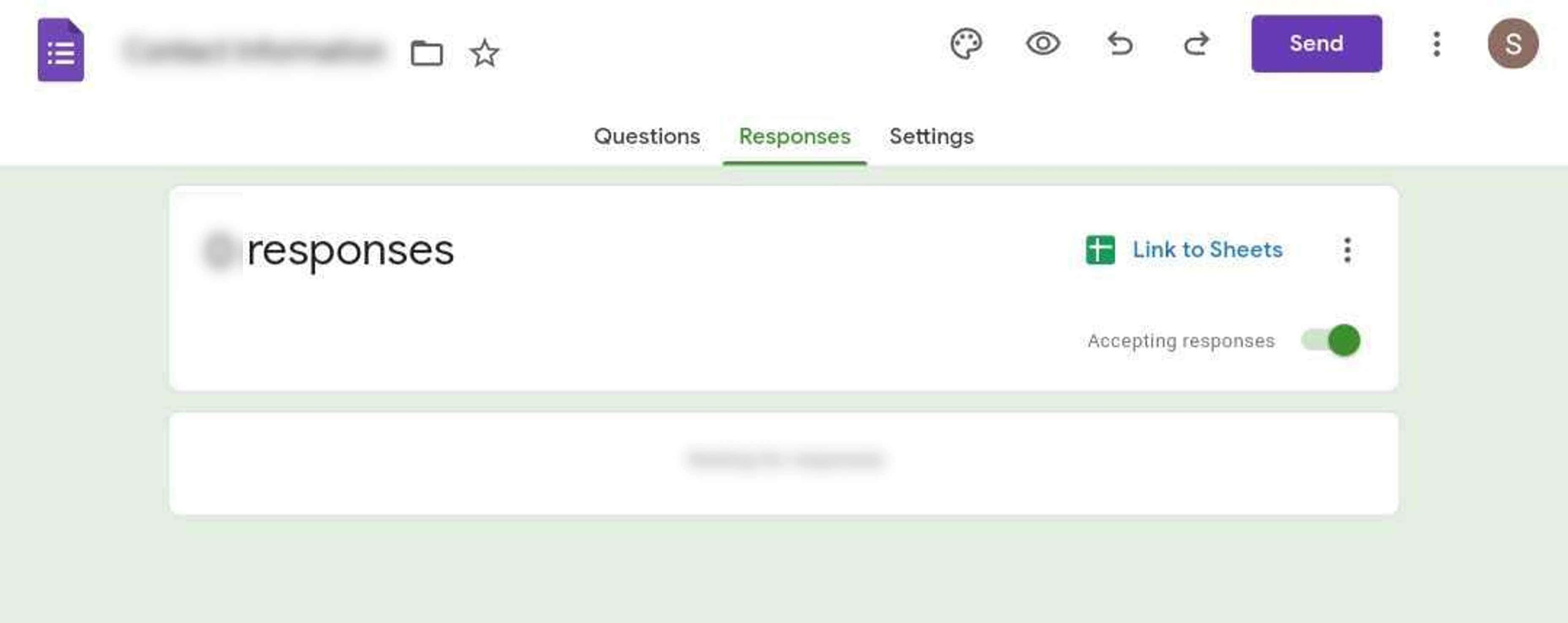 google forms responses tab
